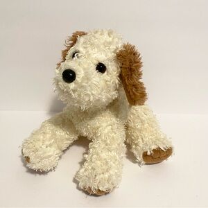 TY Classics TySilk Dinger Puppy Dog Cream Brown Curly Plush Stuffed Toy Buddy
